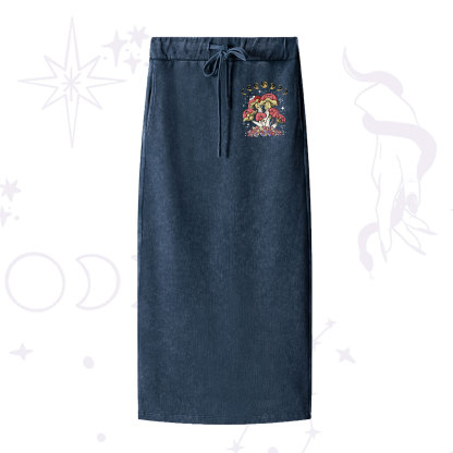 Purplehecate Magic Mushroom Washed Drawstring Long Skirt