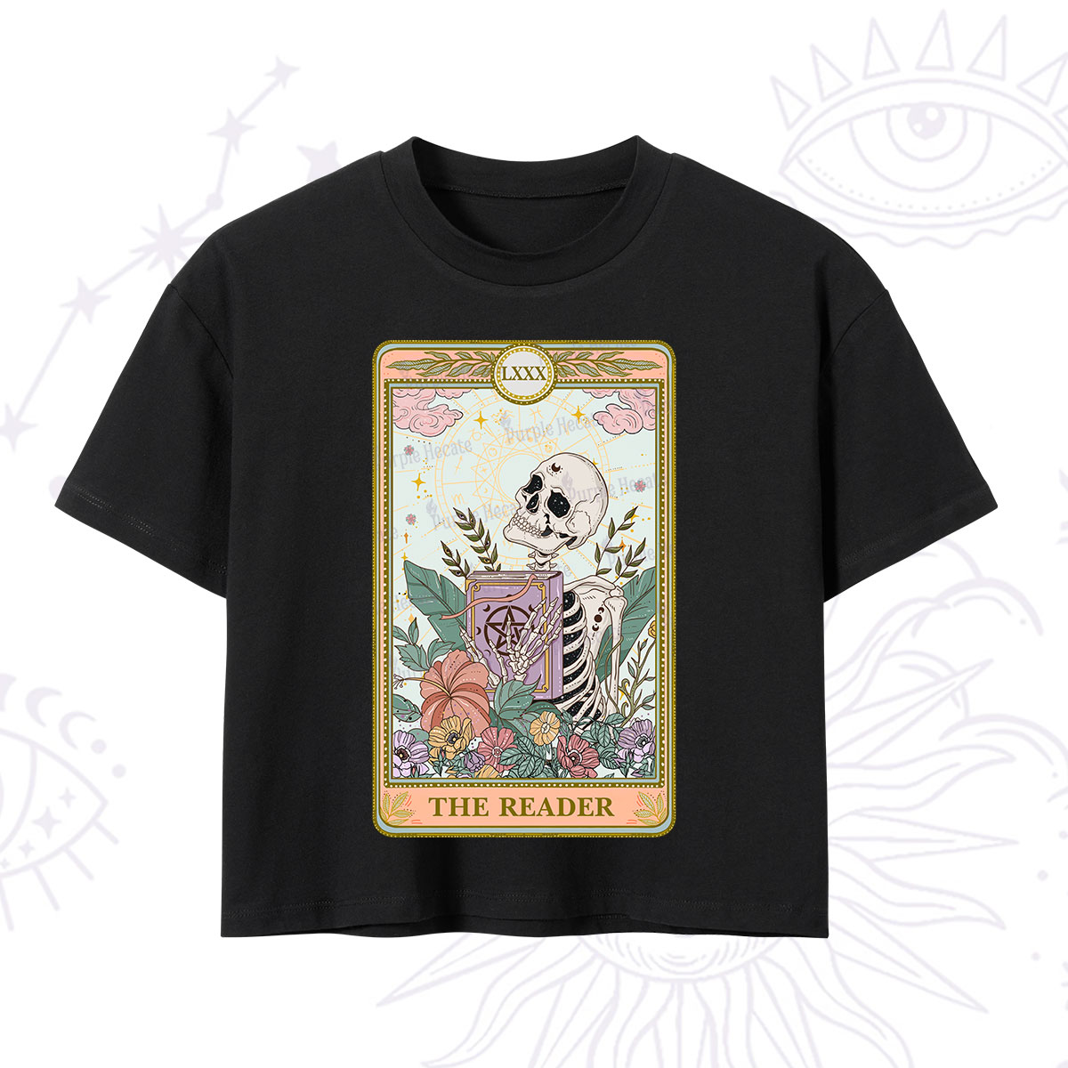 Purplehecate The Reader Occult Tarot Skeleton Crop T-Shirt