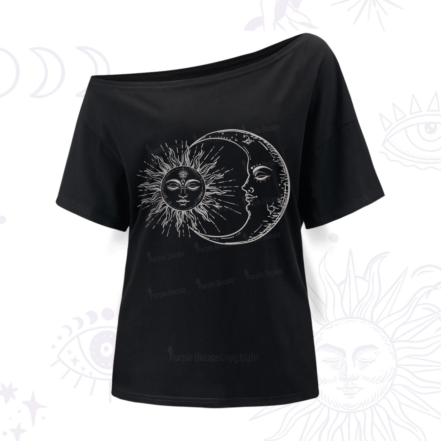 Purplehecate The Moon And The Sun One Shoulder T-Shir