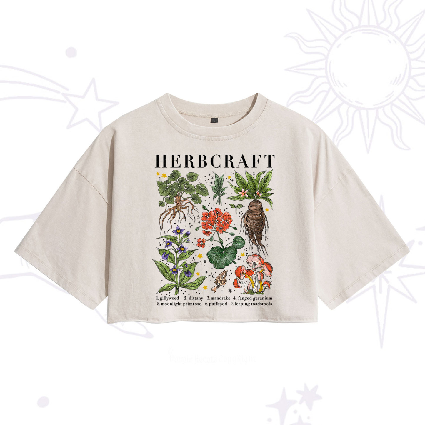 Purplehecate Magical Herbcraft Washed Cropped T-Shirt