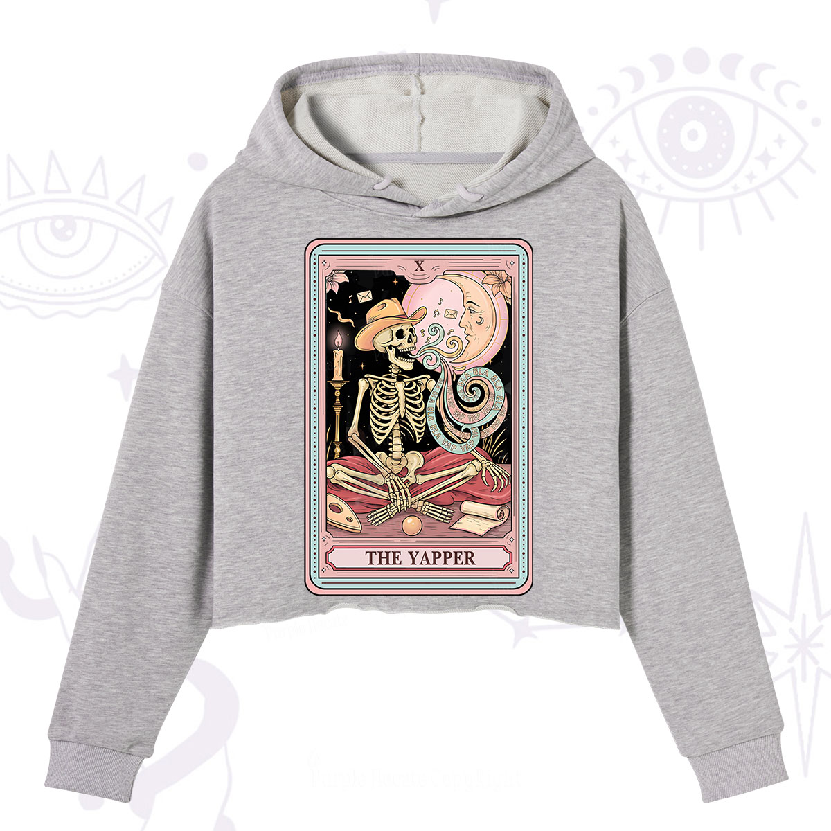 Purplehecate The Skeleton Yapper Tarot Crop Hoodie