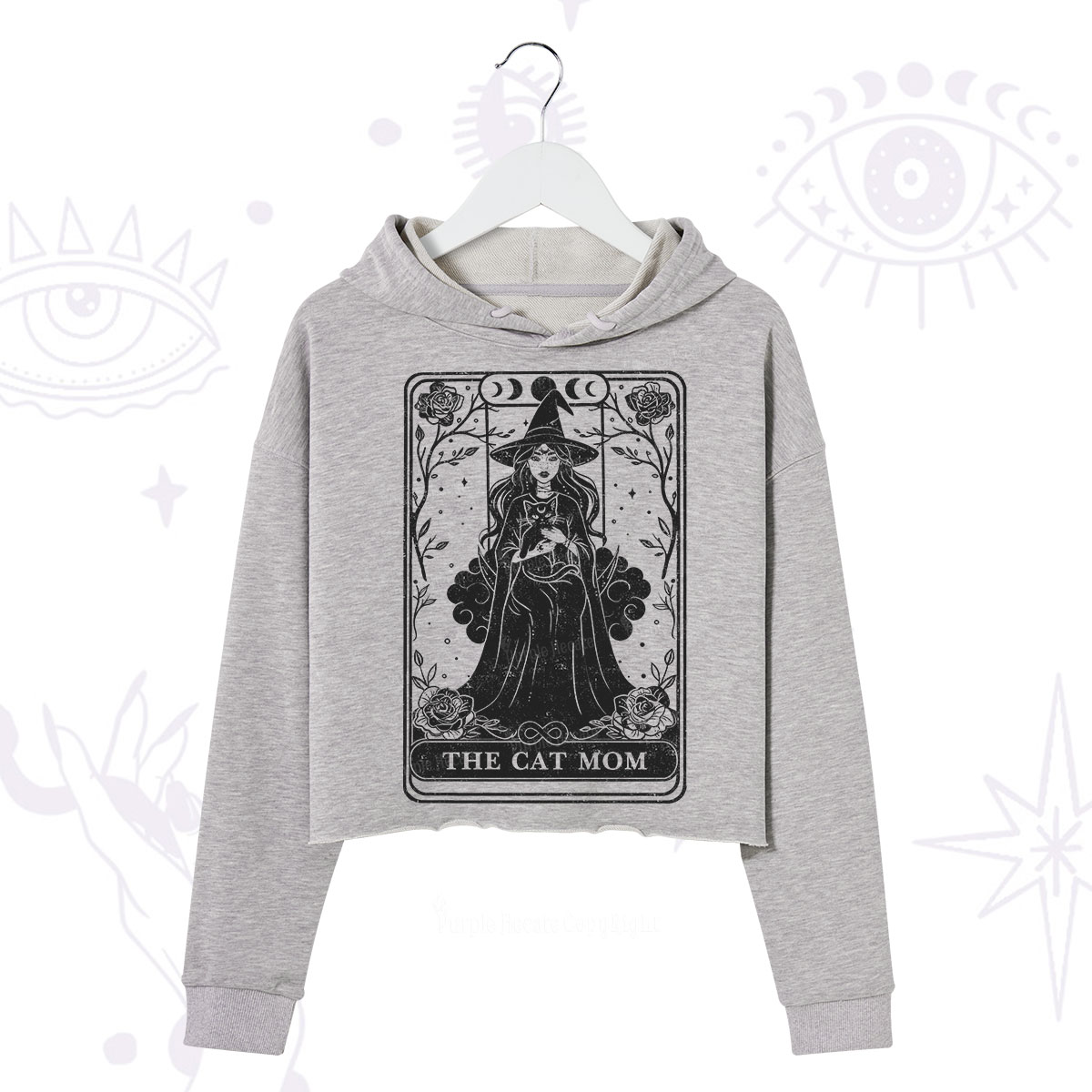 Purplehecate The Witch Cat Mom Tarot Crop Hoodie