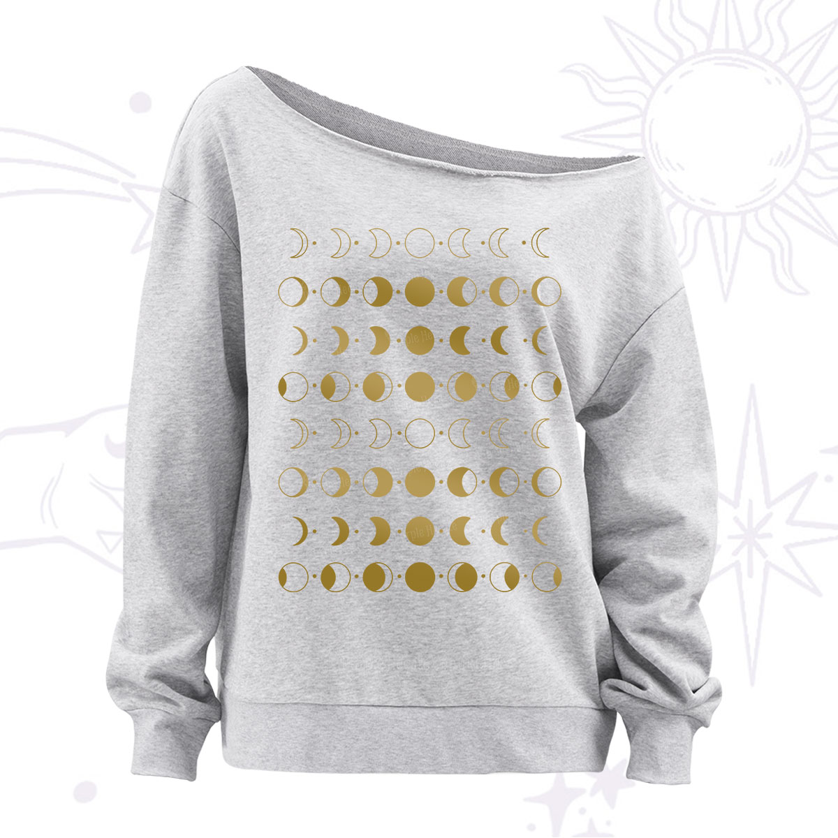 Purplehecate Phases Of Moon Off The Shoulder Sweatshirt