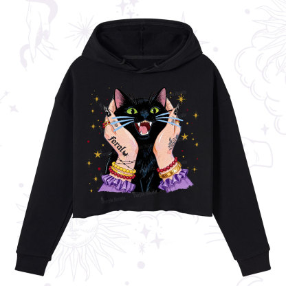 Purplehecate Feral Cat Magic Crop Hoodie