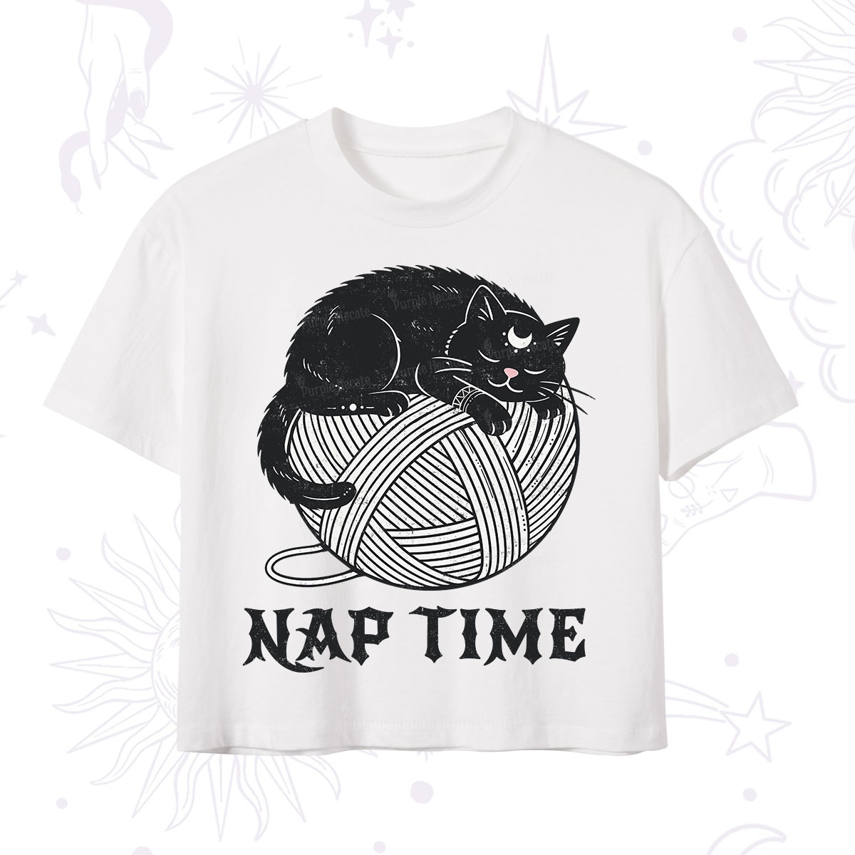 Purplehecate Nap Time Cat Crop T-Shirt