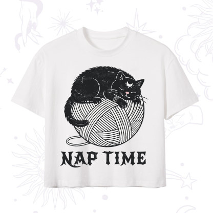 Purplehecate Nap Time Cat Crop T-Shirt