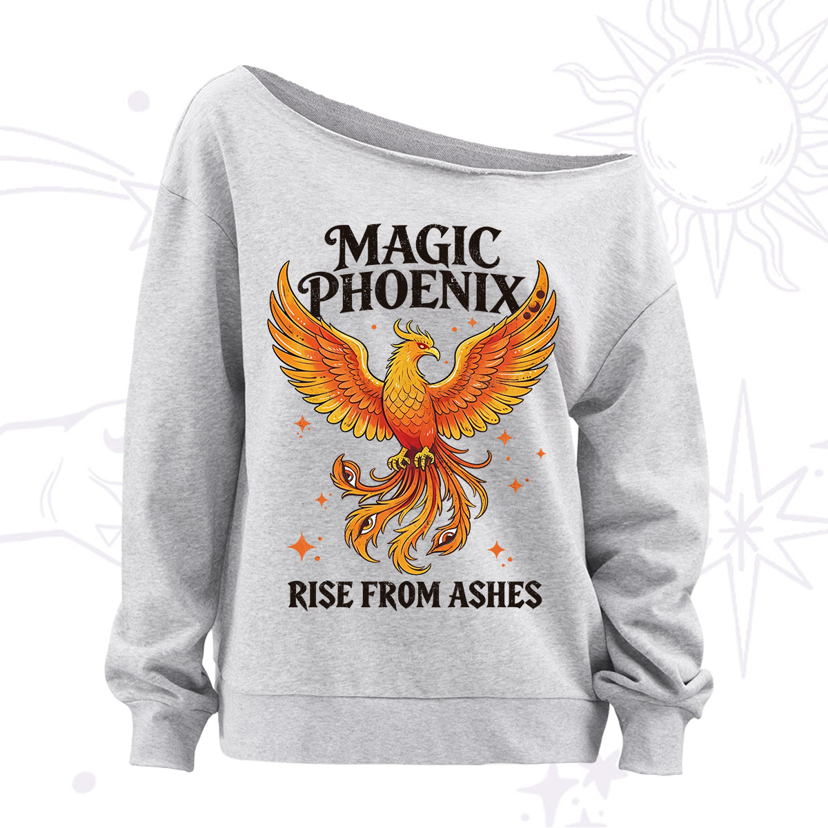 Purplehecate Magic Phoenix Rise From Ashes Off The Shoulder Sweatshirt