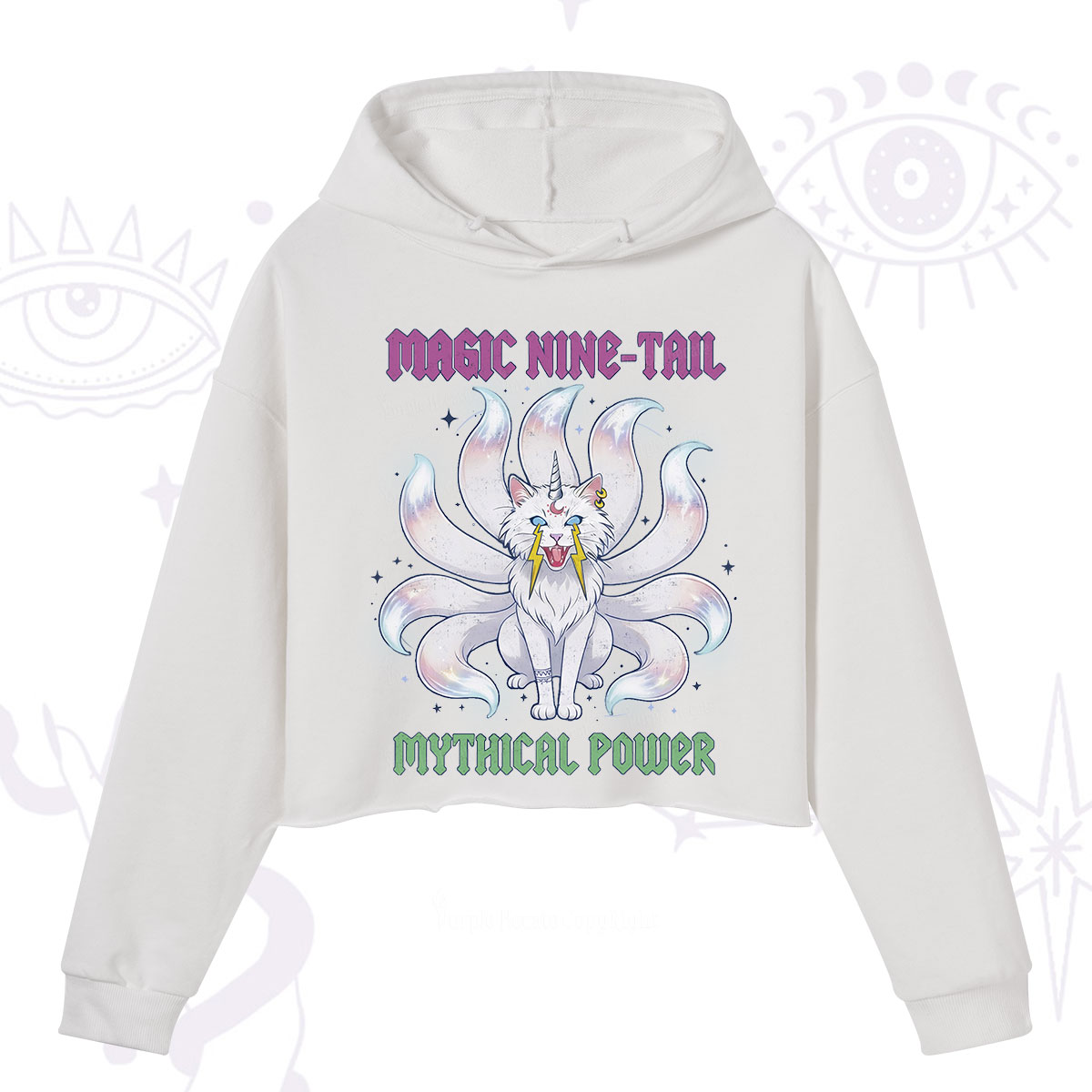 Purplehecate Magic Nine Tail Cat Crop Hoodie
