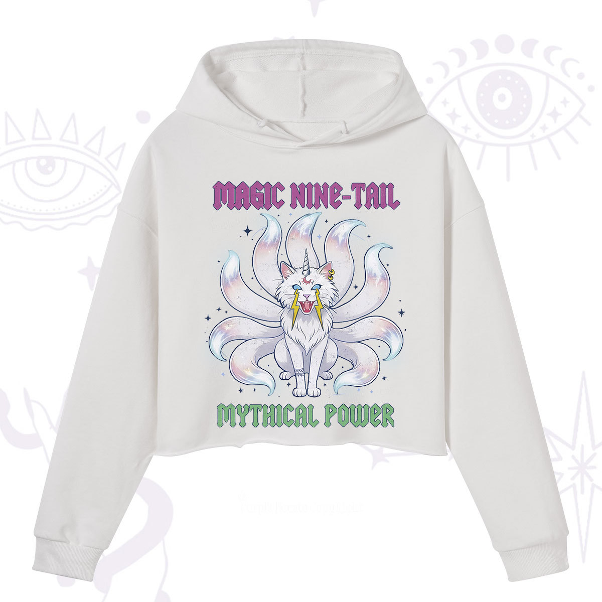 Purplehecate Magic Nine Tail Cat Crop Hoodie