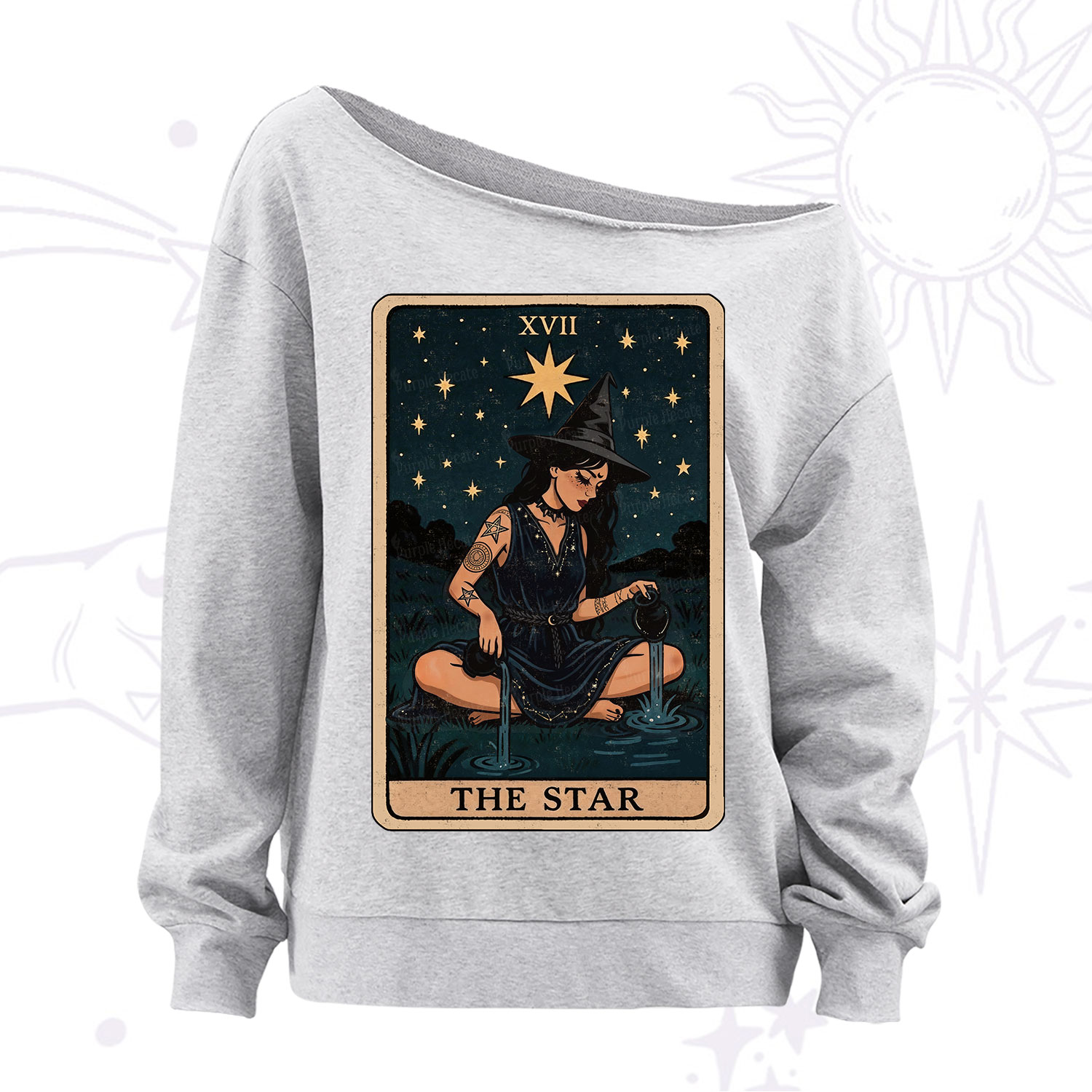 Purplehecate The Star Witch Tarot Off The Shoulder Sweatshirt