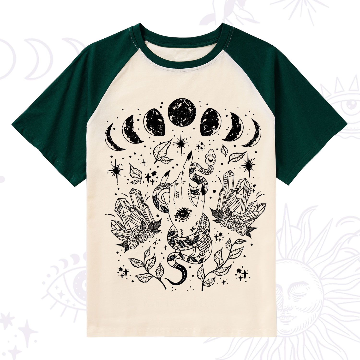 Purplehecate Reach For The Moon Raglan Short Sleeve T‑Shirt