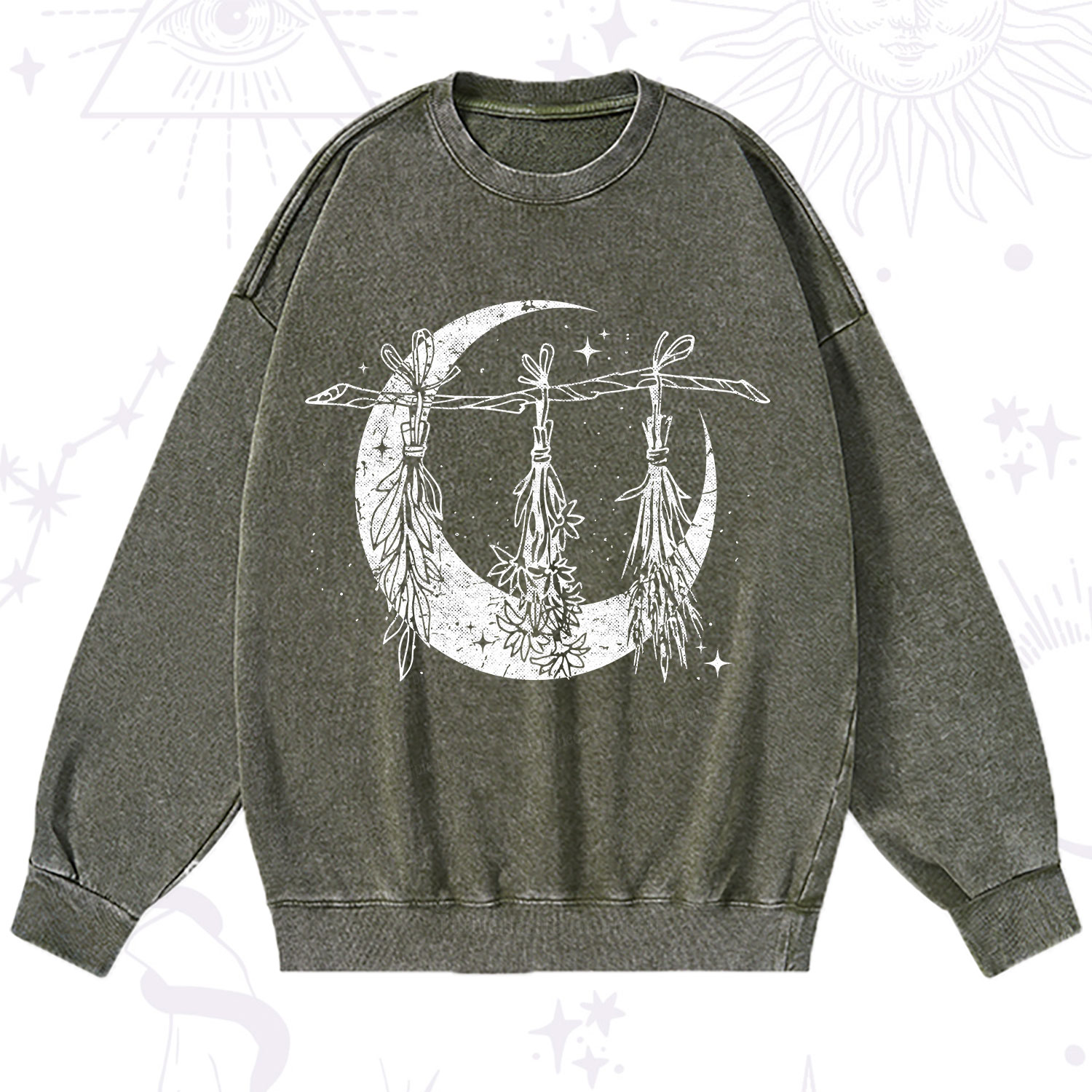 Purplehecate Witchy Moon Herbs Washed Sweatshirt