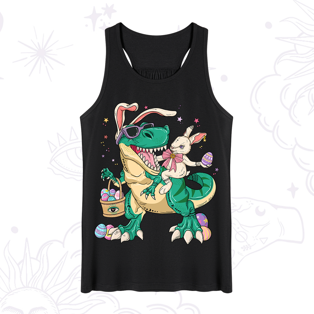 Purplehecate Easter Bunny Riding Dinosaur Tank