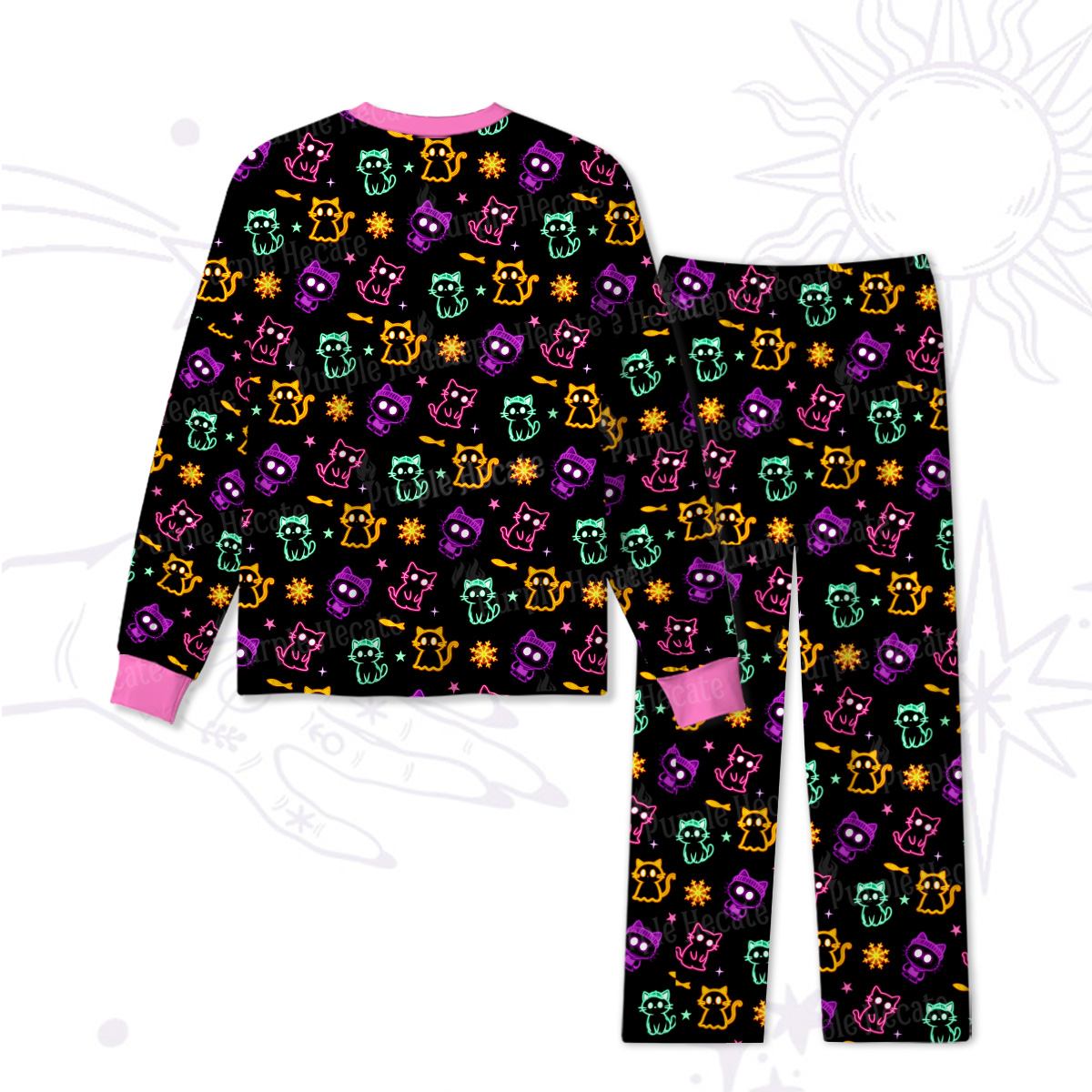 Purplehecate Neon Cat Party Pajamas
