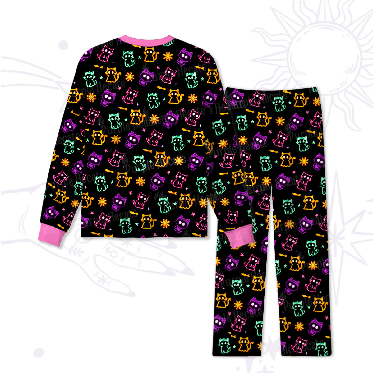 Purplehecate Neon Cat Party Pajamas