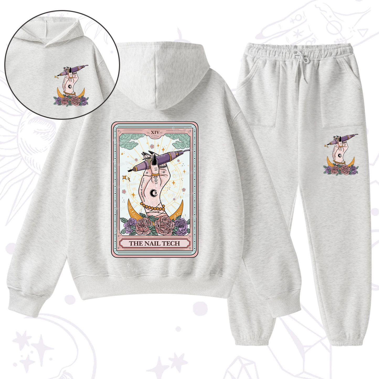 Purplehecate The Nail Tech Tarot Card Fleece Hoodie Suit