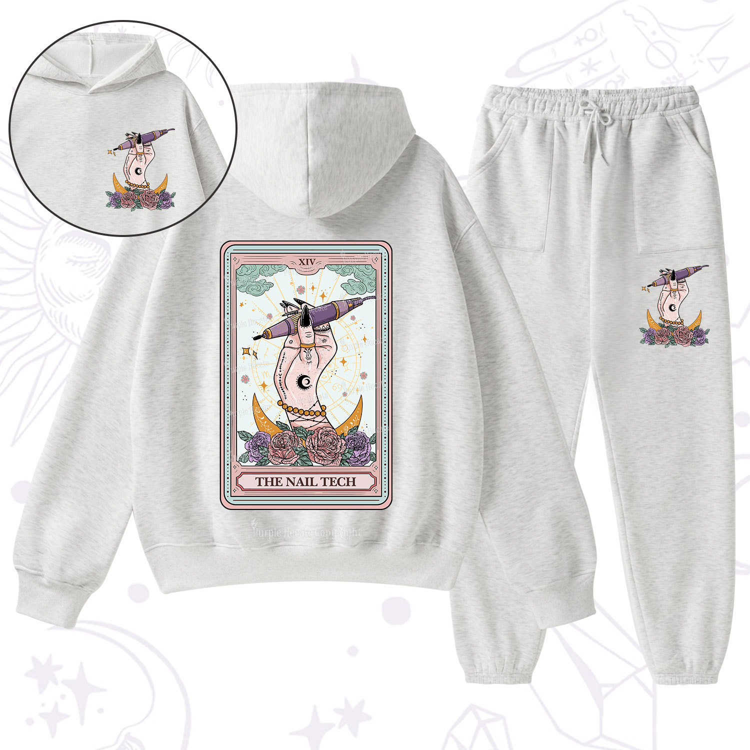 Purplehecate The Nail Tech Tarot Card Fleece Hoodie Suit
