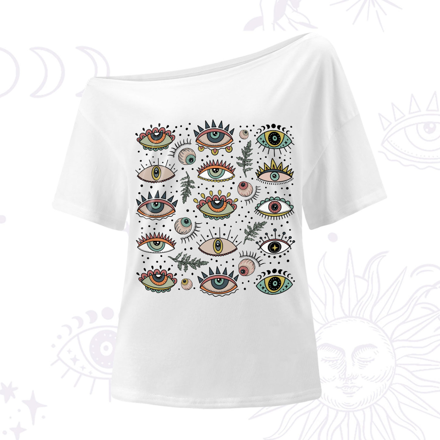 Purplehecate Evil Eye Array One-Shoulder T-Shirt