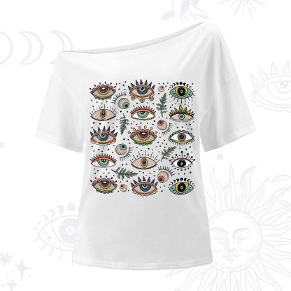 Purplehecate Evil Eye Array One-Shoulder T-Shirt