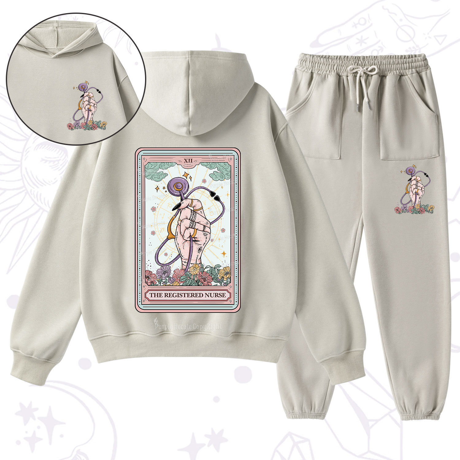 Purplehecate The Registered Nurse Tarot Card Fleece Hoodie Suit