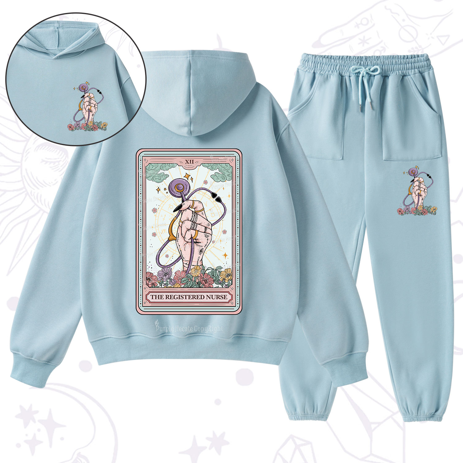 Purplehecate The Registered Nurse Tarot Card Fleece Hoodie Suit
