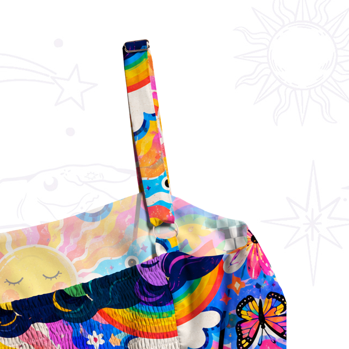 Purplehecate Sunshine Rainbow Pride Wide Straps Maxi Dress