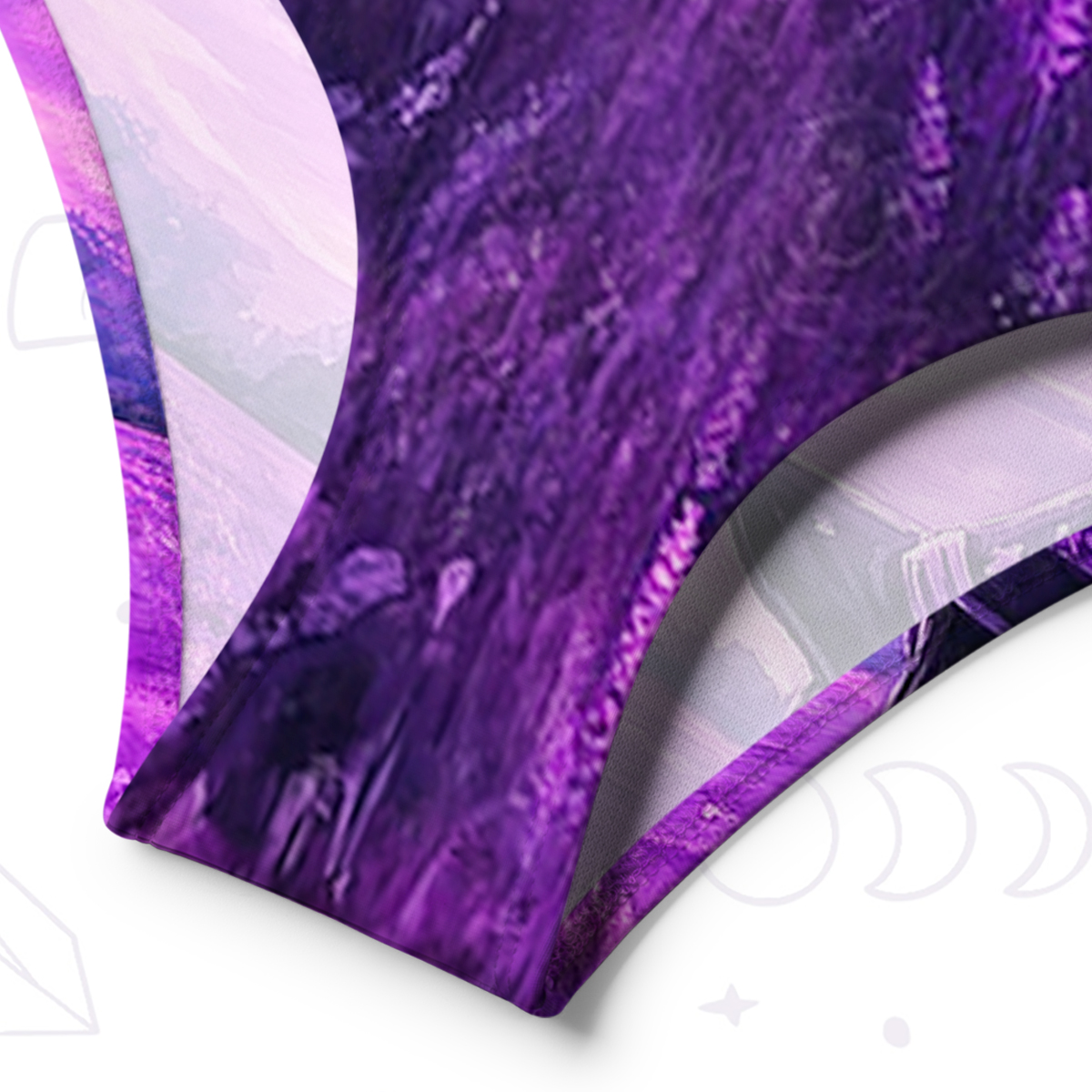 Purplehecate Dreamy Purple Witch and Black Cat One-Shoulder One-Piece Swimsuit