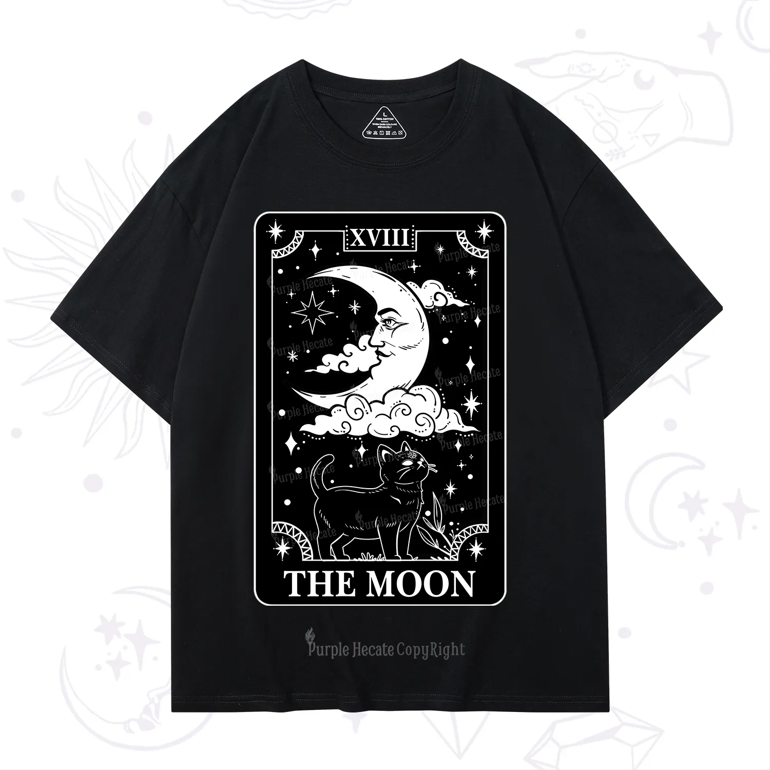 Purplehecate The Moon Tarot Card Cat T-Shirt