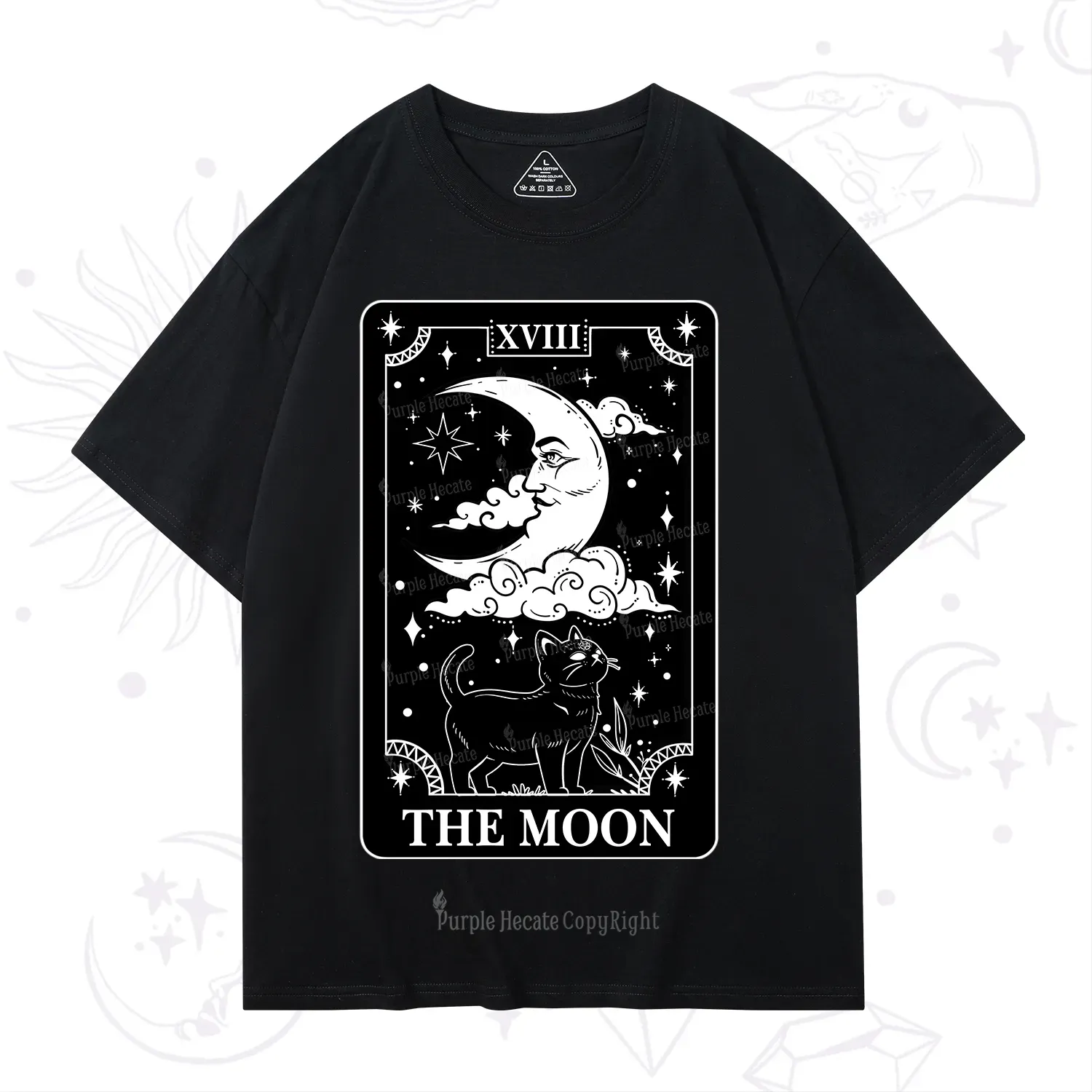 Purplehecate The Moon Tarot Card Cat T-Shirt
