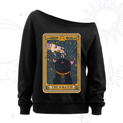 Purplehecate The Scratch Cat Tarot Off The Shoulder Sweatshirt