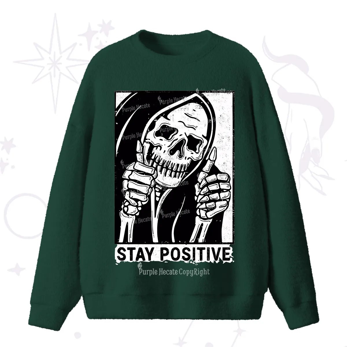 Purplehecate Stay Positive Fuzzy Ugly Sweater