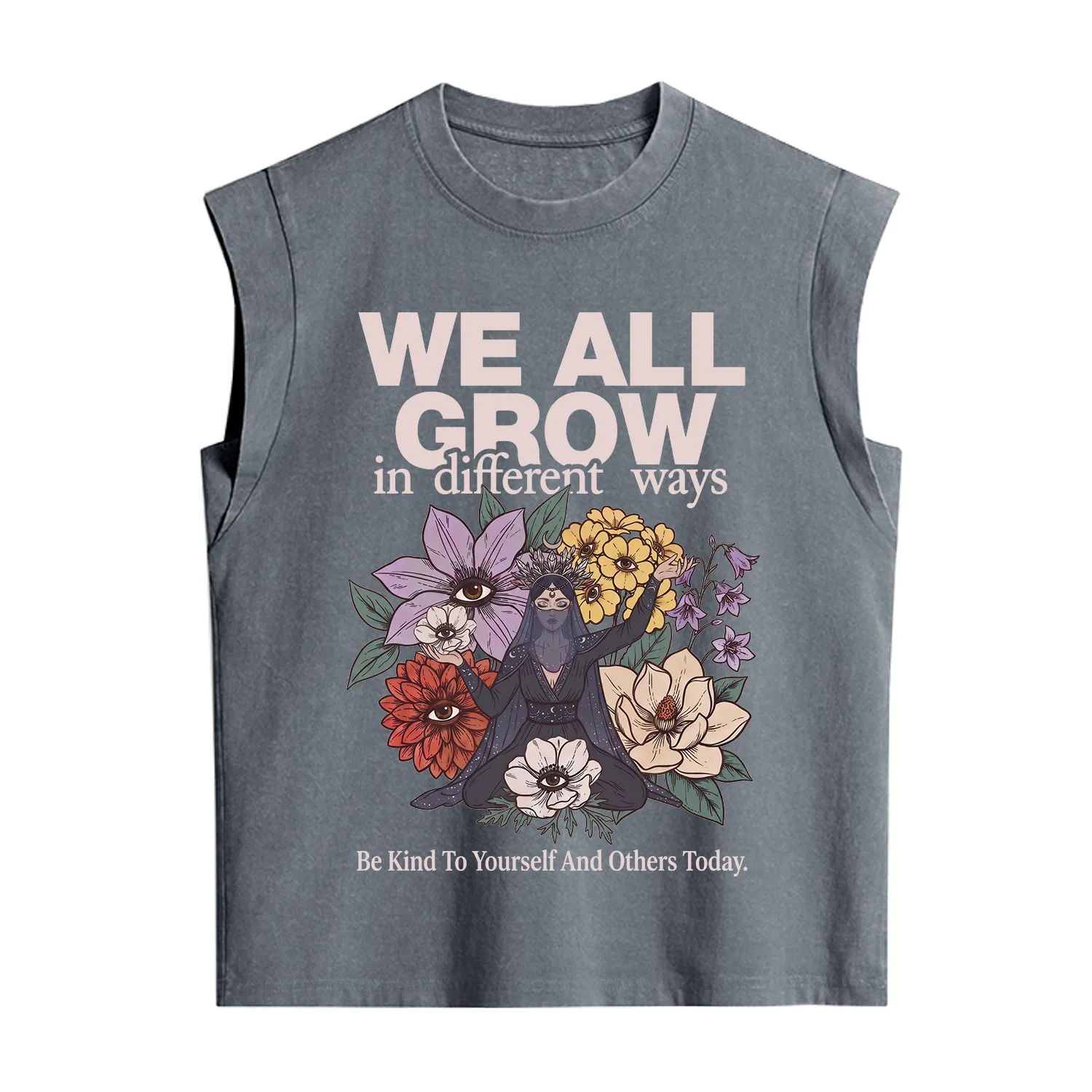 Purplehecate We All Grow Different Ways Floral Vintage Washed Tank