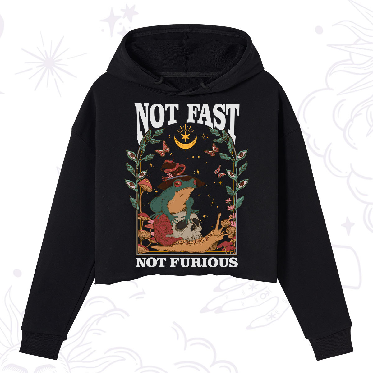 Purplehecate Not Fast Not Furious Crop Hoodie