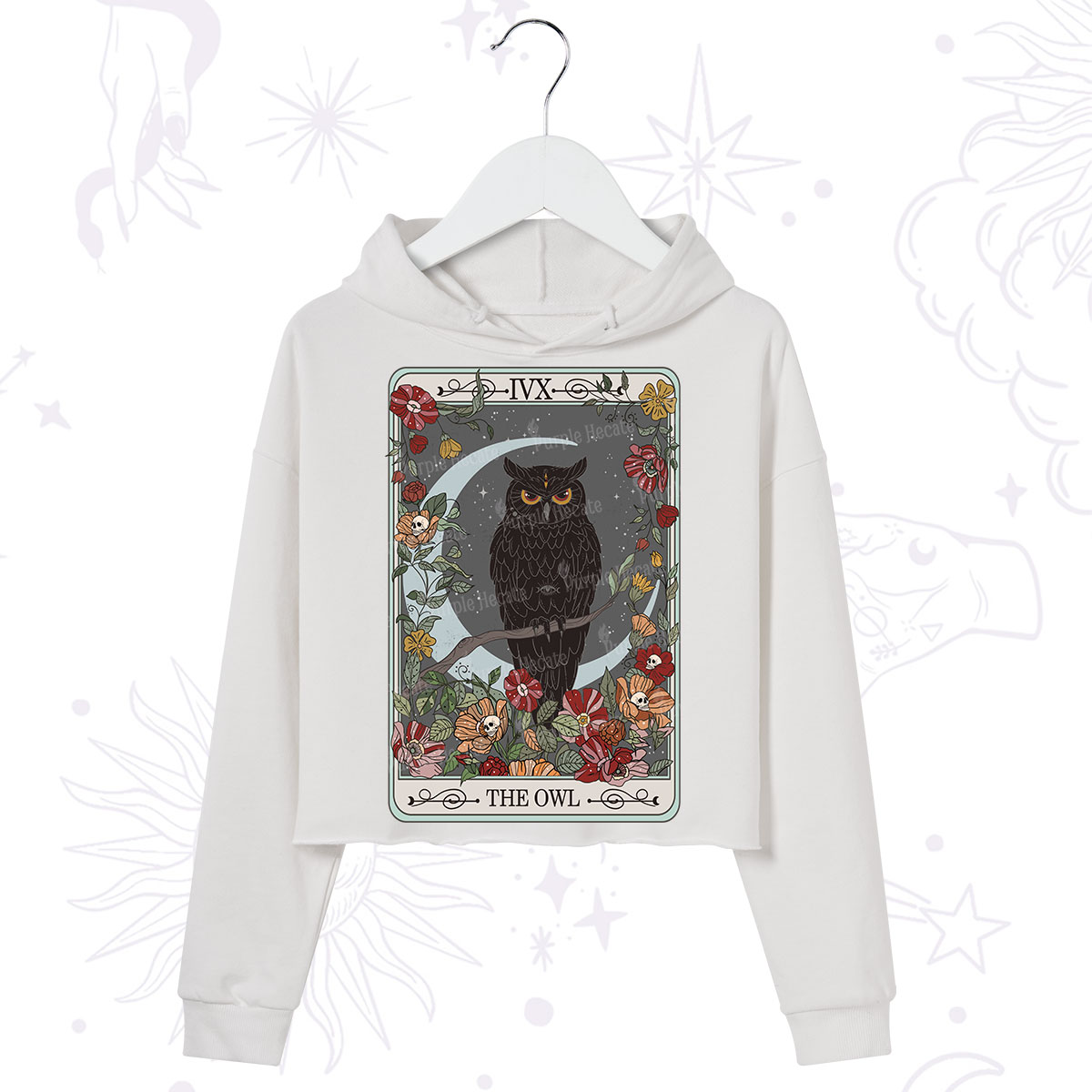 Purplehecate The Owl Tarot Crop Hoodie