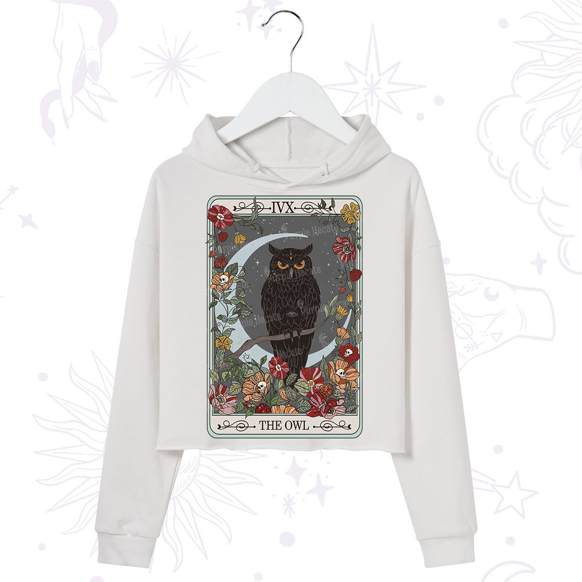 Purplehecate The Owl Tarot Crop Hoodie