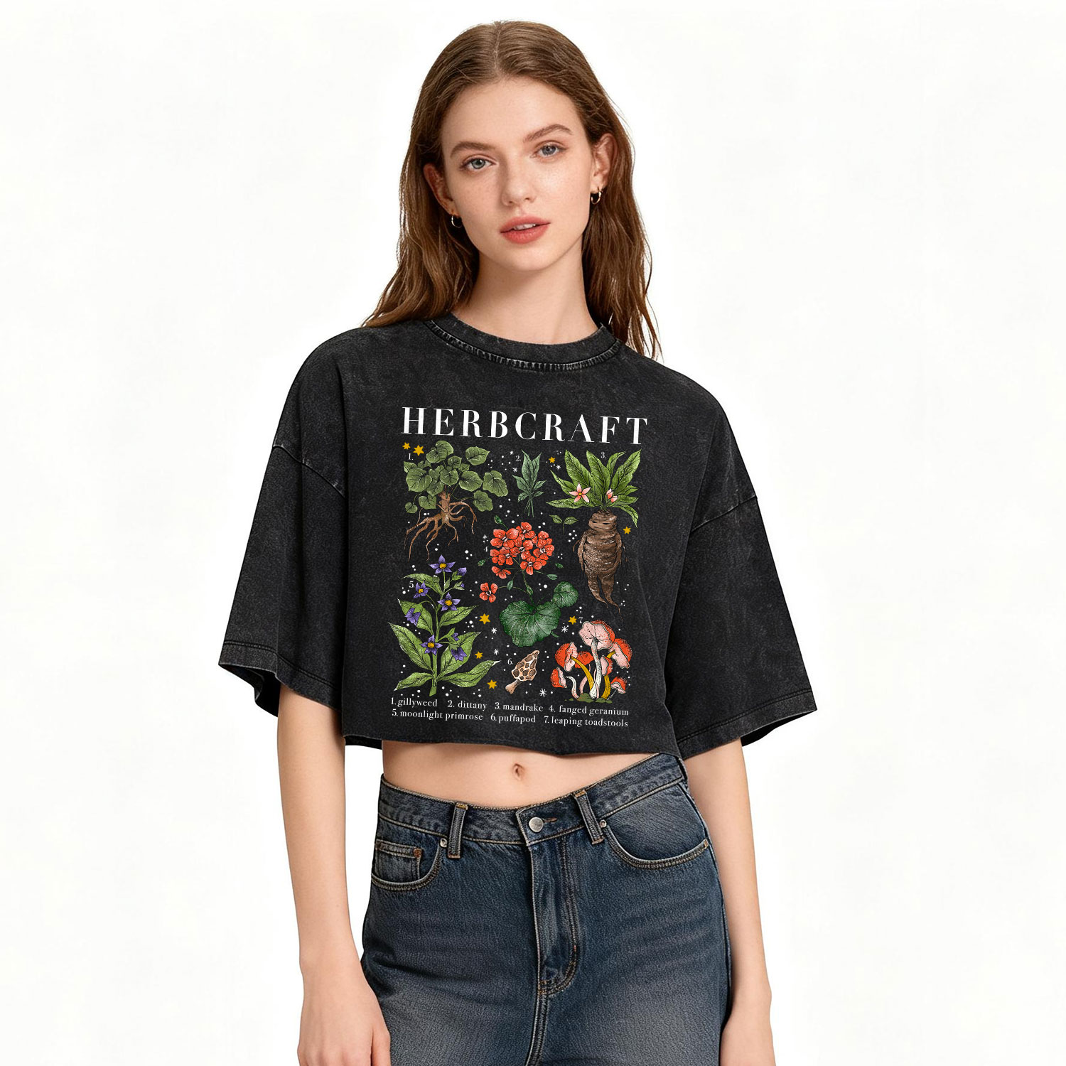 Purplehecate Magical Herbcraft Washed Cropped T-Shirt