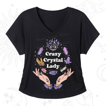Purplehecate Crazy Crystal Lady V-Neck T-Shirt