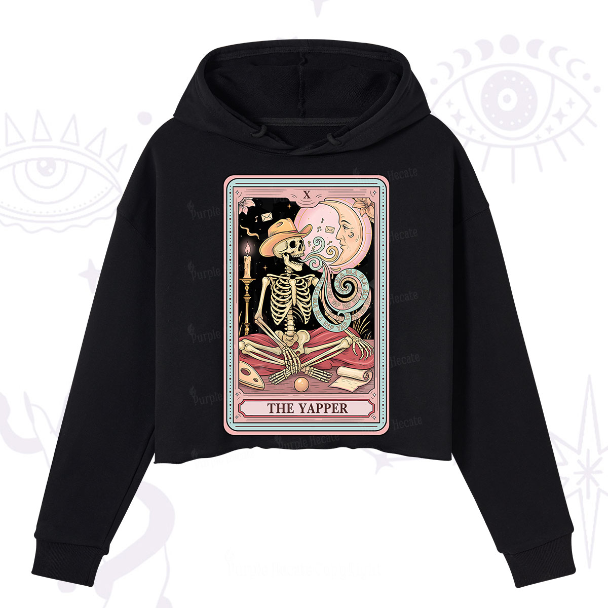Purplehecate The Skeleton Yapper Tarot Crop Hoodie