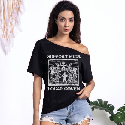 Purplehecate Support Your Local Coven One Shoulder T-Shirt