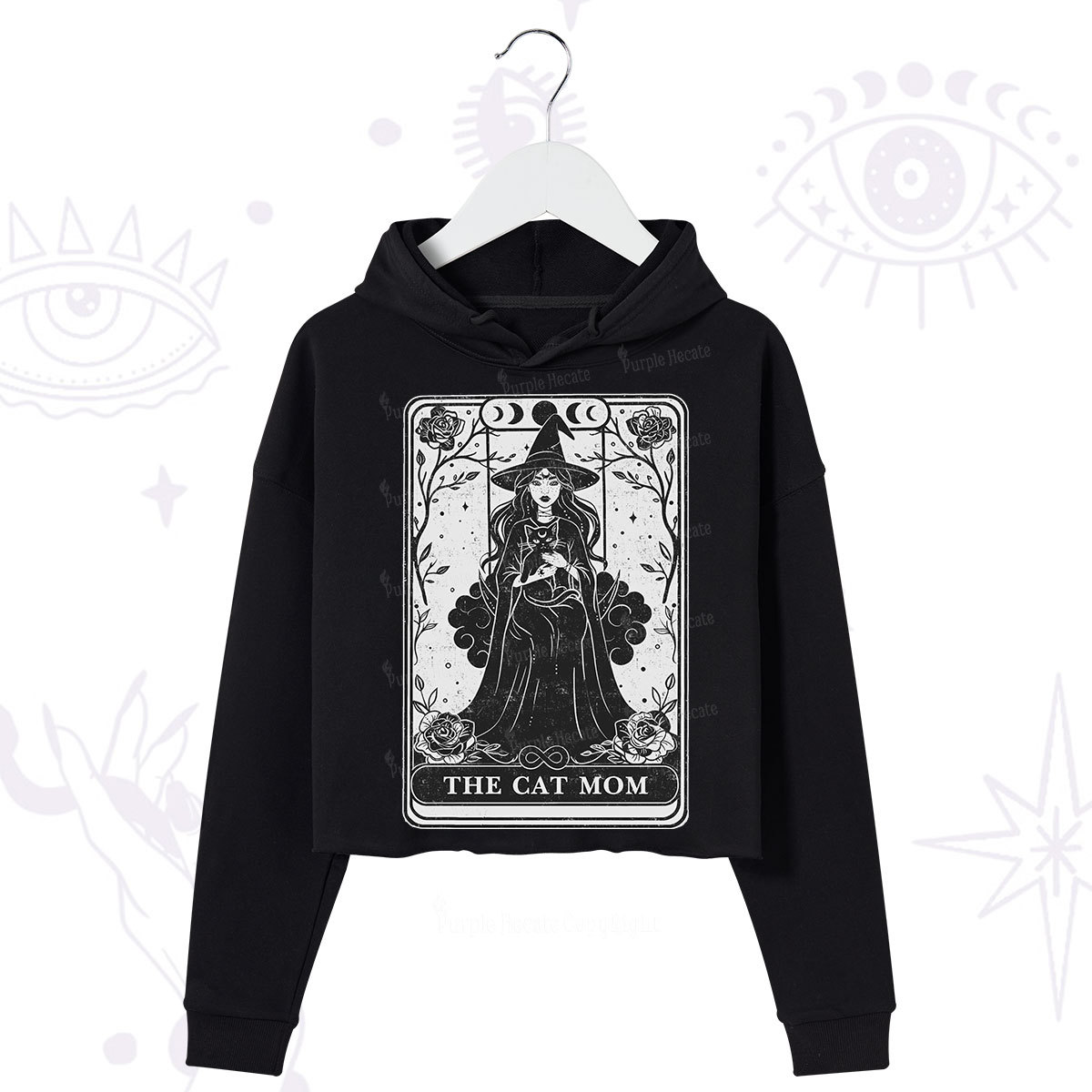 Purplehecate The Witch Cat Mom Tarot Crop Hoodie