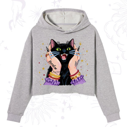 Purplehecate Feral Cat Magic Crop Hoodie