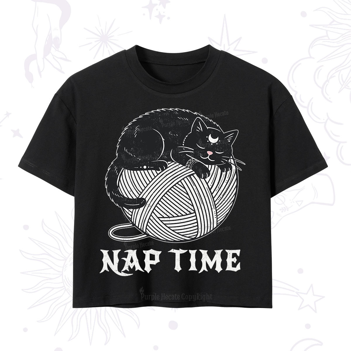 Purplehecate Nap Time Cat Crop T-Shirt