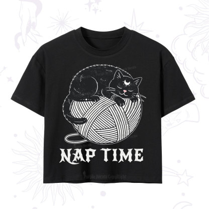 Purplehecate Nap Time Cat Crop T-Shirt