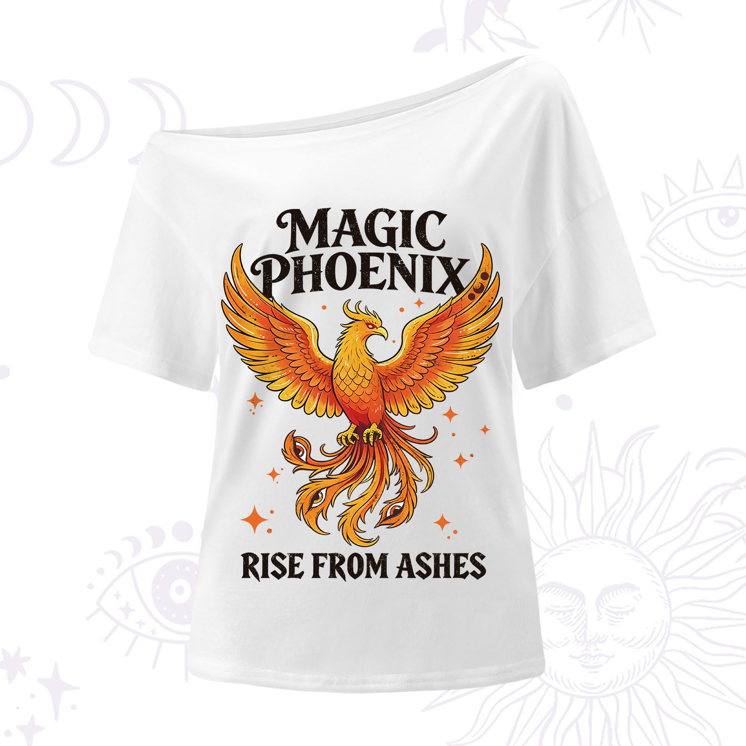 Purplehecate Magic Phoenix Rise From Ashes One Shoulder T-Shirt