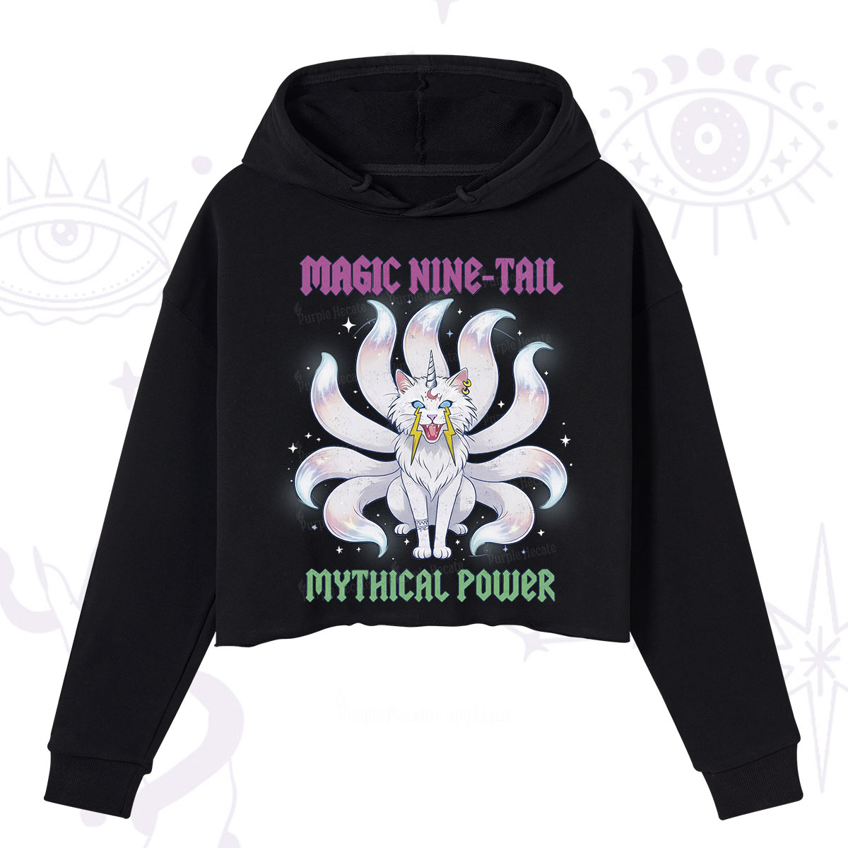 Purplehecate Magic Nine Tail Cat Crop Hoodie