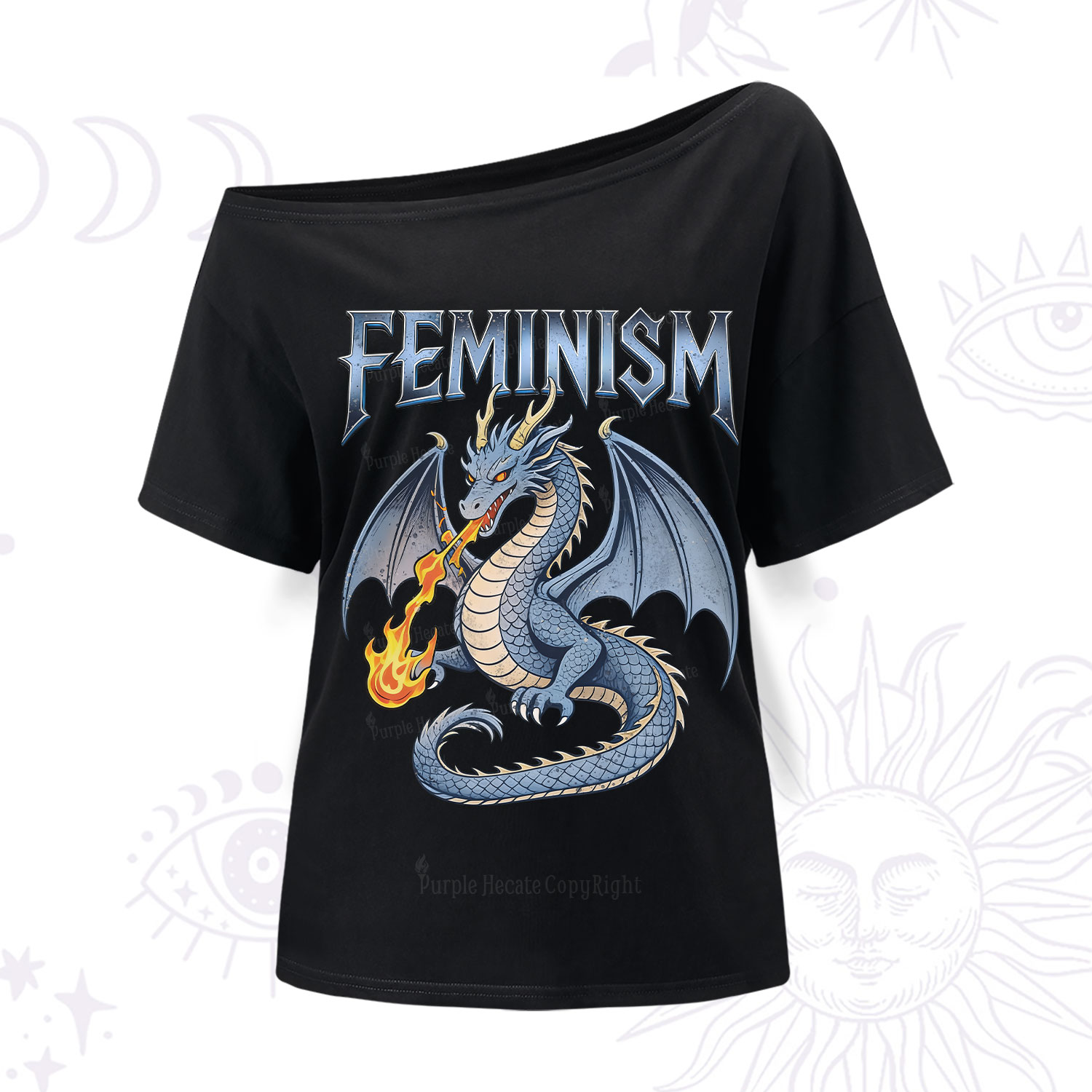 Purplehecate Feminism Dragon Fantasy One Shoulder T-Shirt
