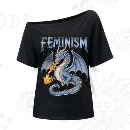 Purplehecate Feminism Dragon Fantasy One Shoulder T-Shirt