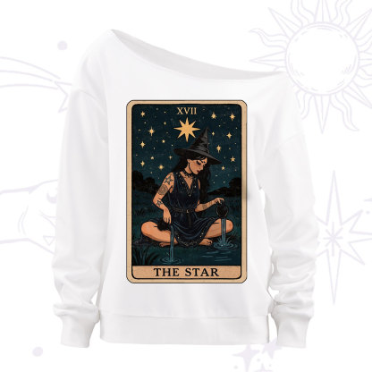 Purplehecate The Star Witch Tarot Off The Shoulder Sweatshirt