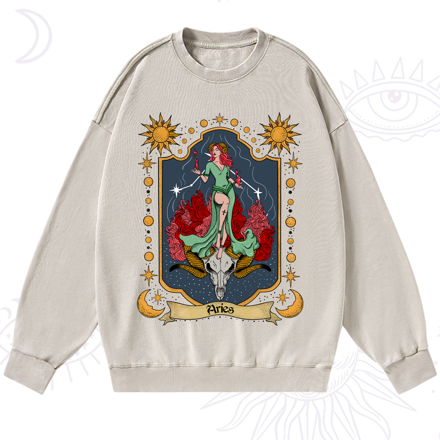 Purplehecate Aries Zodiac Washed Sweatshirt