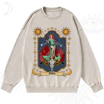 Purplehecate Aries Zodiac Washed Sweatshirt